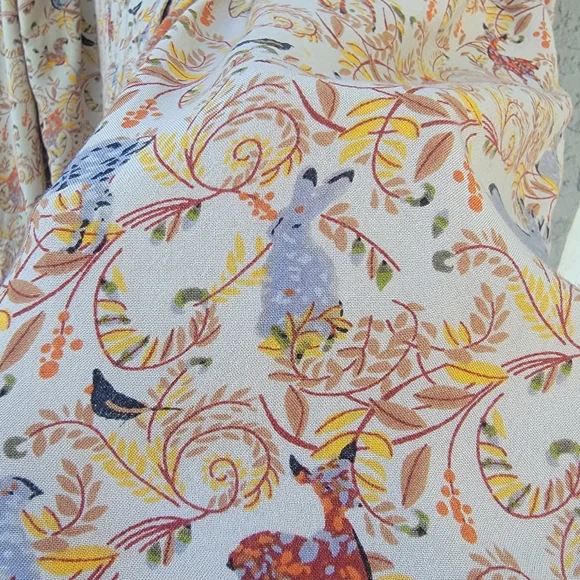 Coldwater Creek Pintuck Henley Tunic 2X Forest Animal Bunny Owl Deer Top - Picture 12 of 12